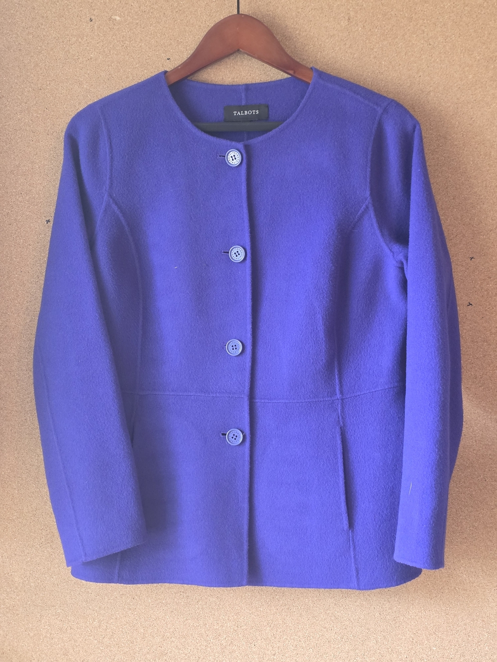 Talbots Purple Wool Blend Button Front Coat